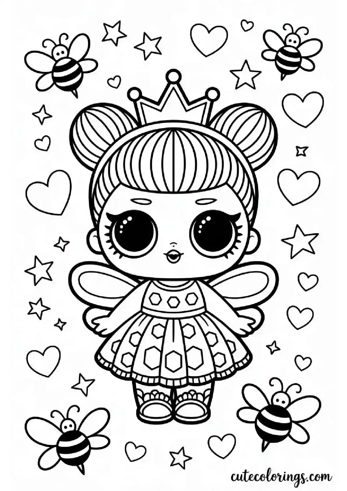 LOL Queen Bee Princess Crown Coloring