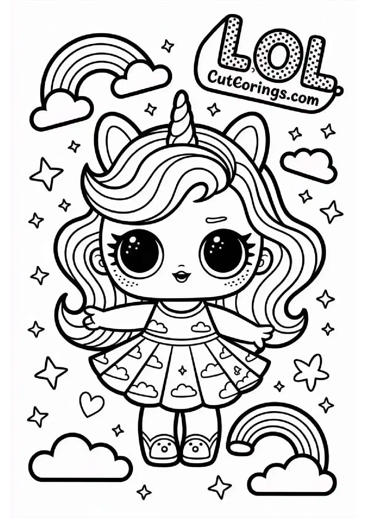 LOL Rainbow Unicorn Princess Coloring