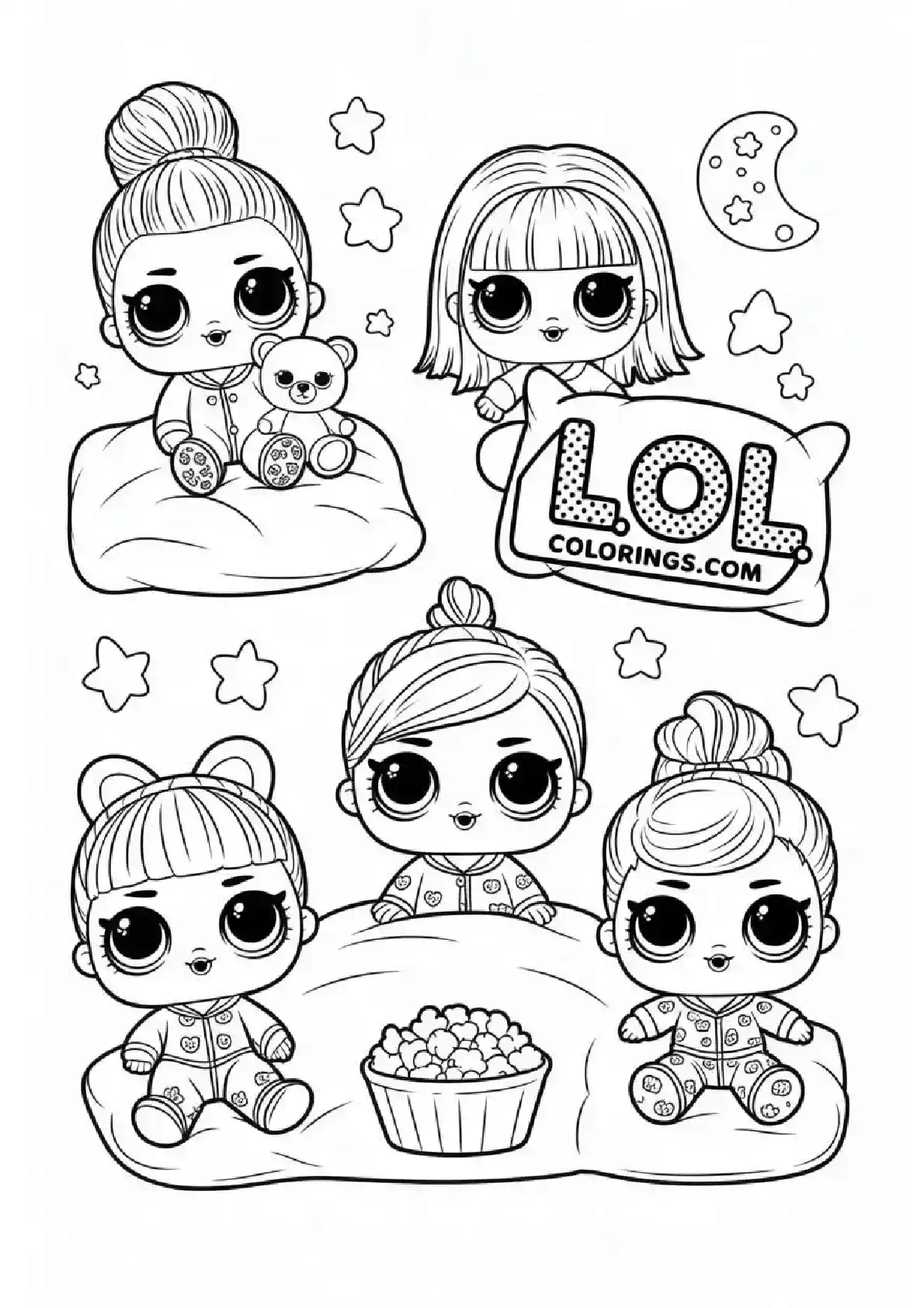 LOL Sleepover Friends Pajama Coloring