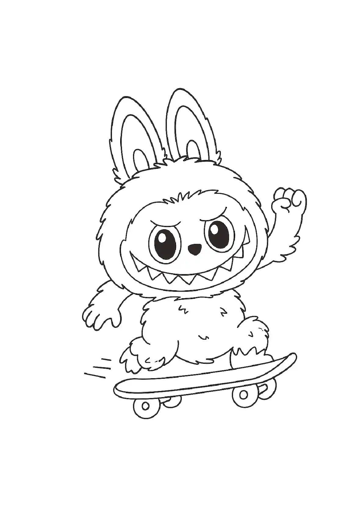 Labubu Skateboard Coloring Page
