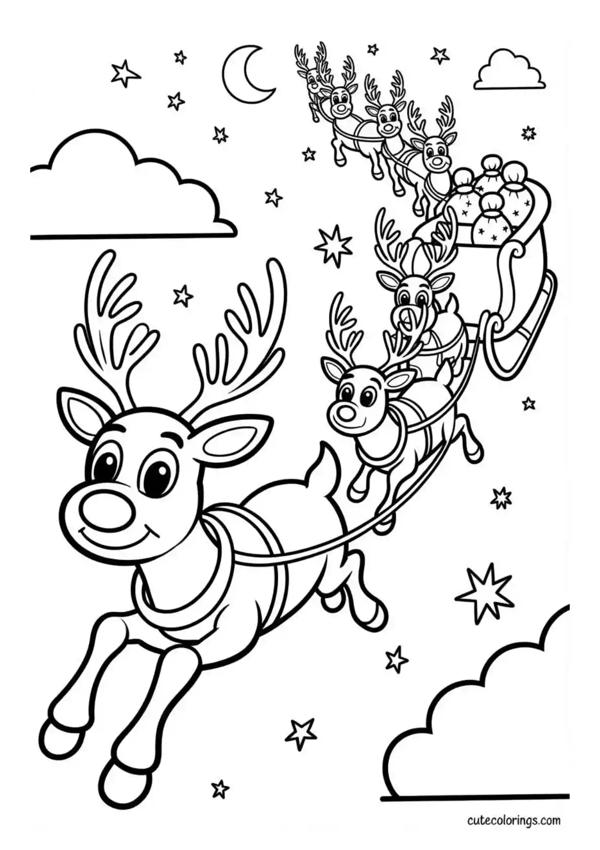 Lead Reindeer Guiding the Sleigh