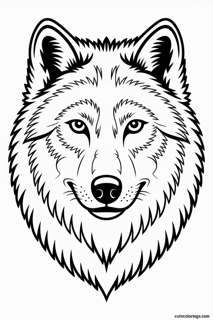 Majestic Wolf Front Face Portrait