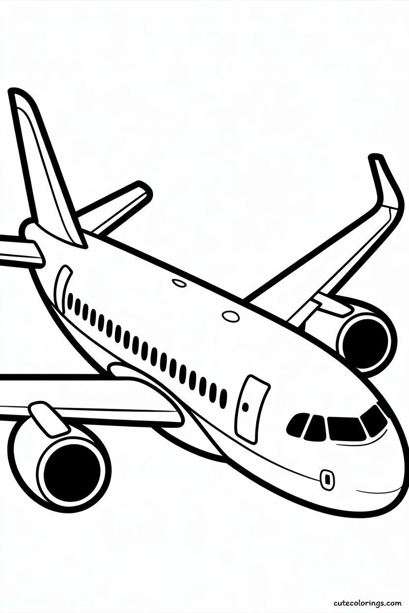 Large passenger airplane flying upward with engine