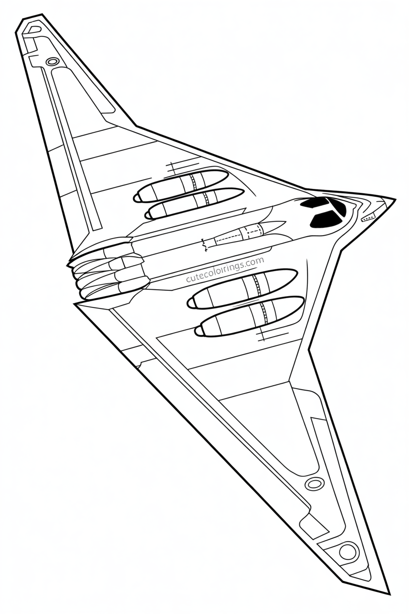Advanced stealth aircraft with missile weapons view