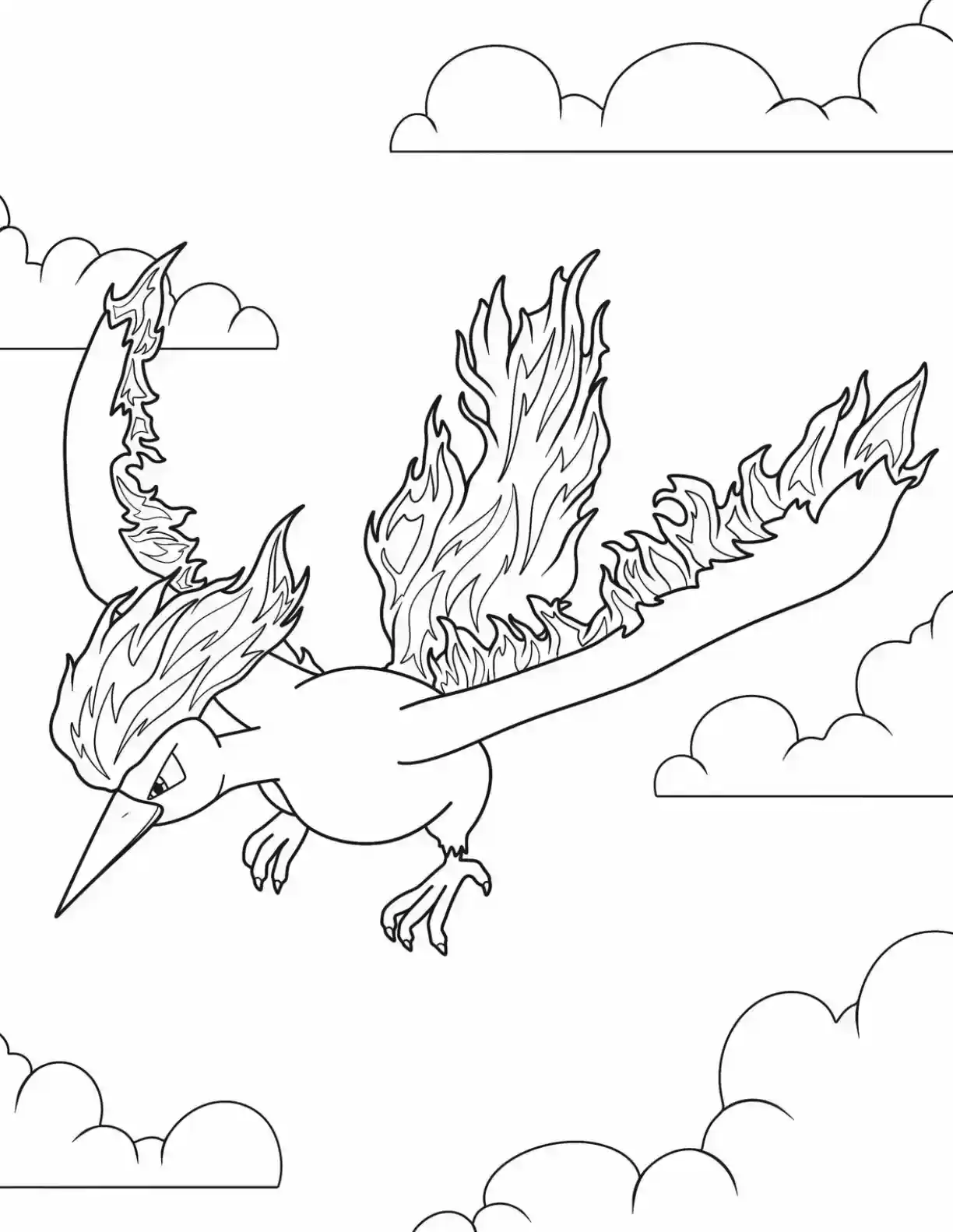 Moltres Flying Pokemon Coloring Page