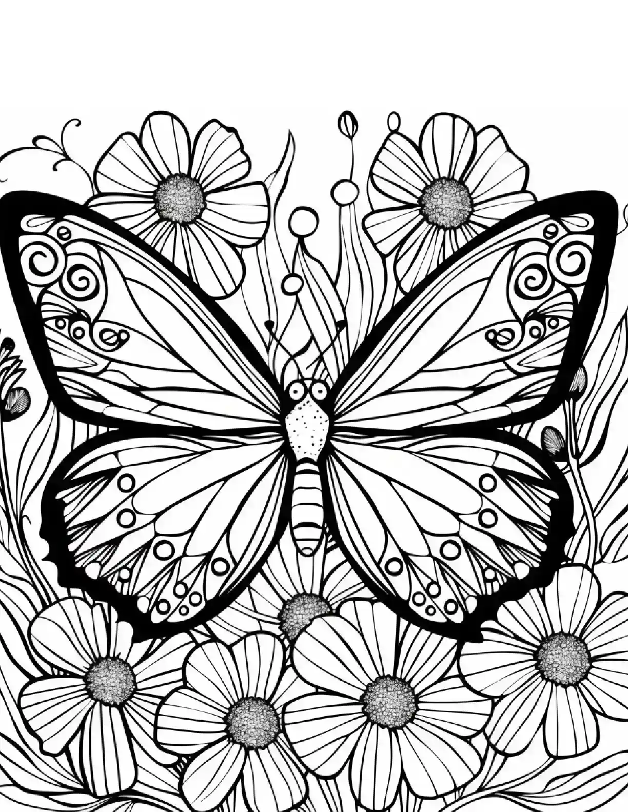 Monarch Butterfly with Daisies