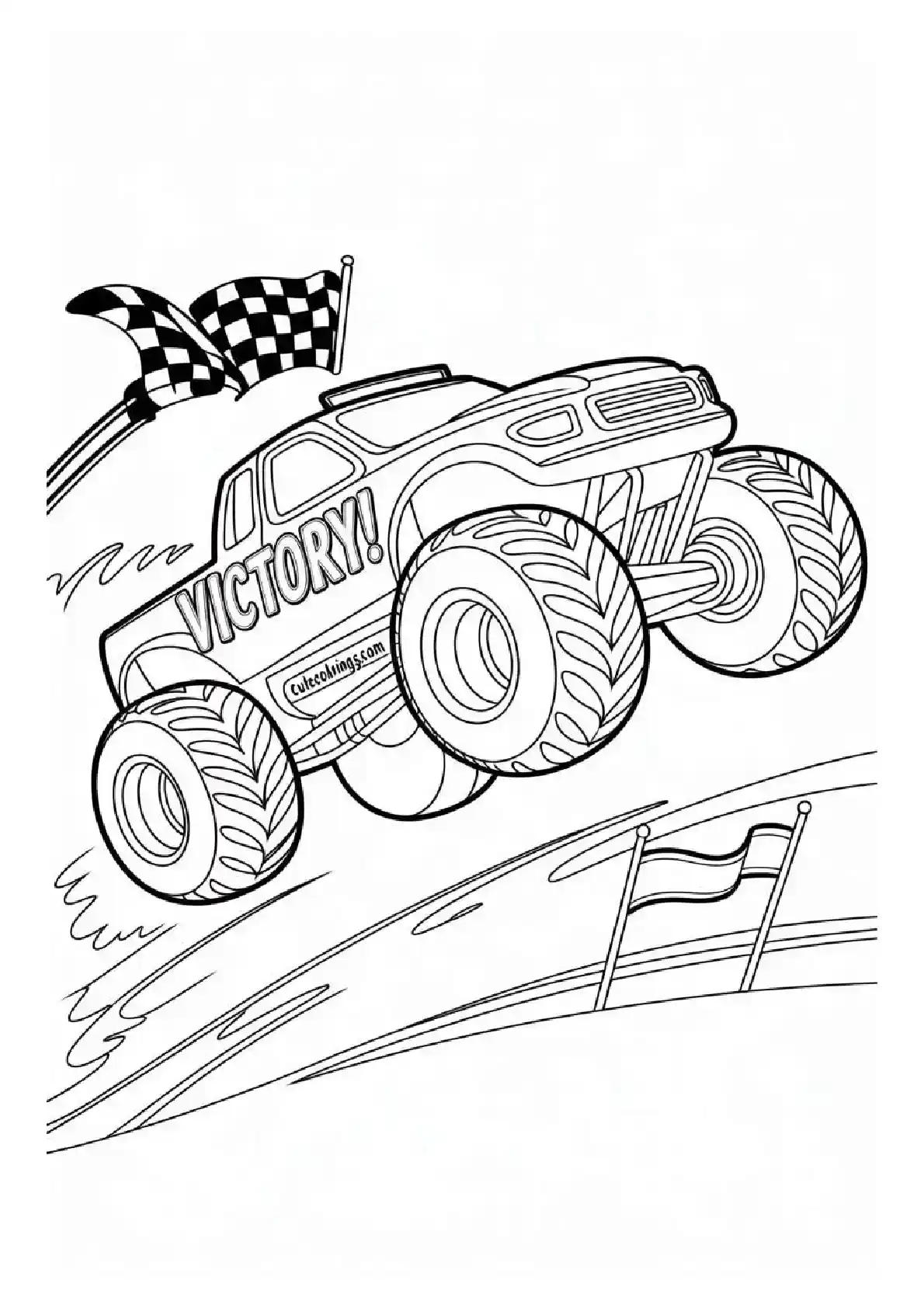 Monster Truck Victory Jump Checkered Flag
