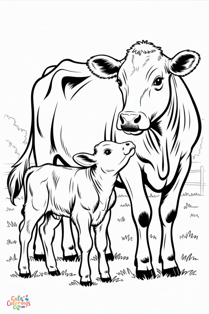 Mother Cow With Baby Calf Together