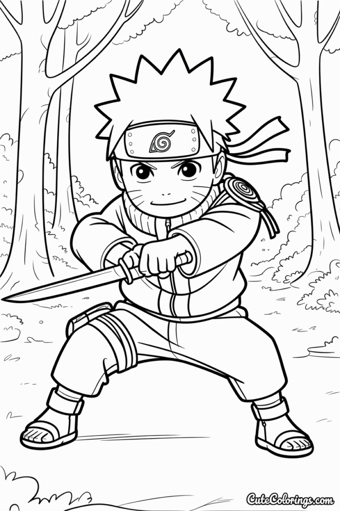 Naruto Forest Kunai Fighter Coloring