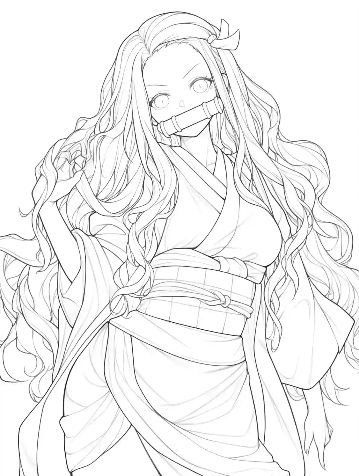 Nezuko Bamboo Muzzle Coloring Page