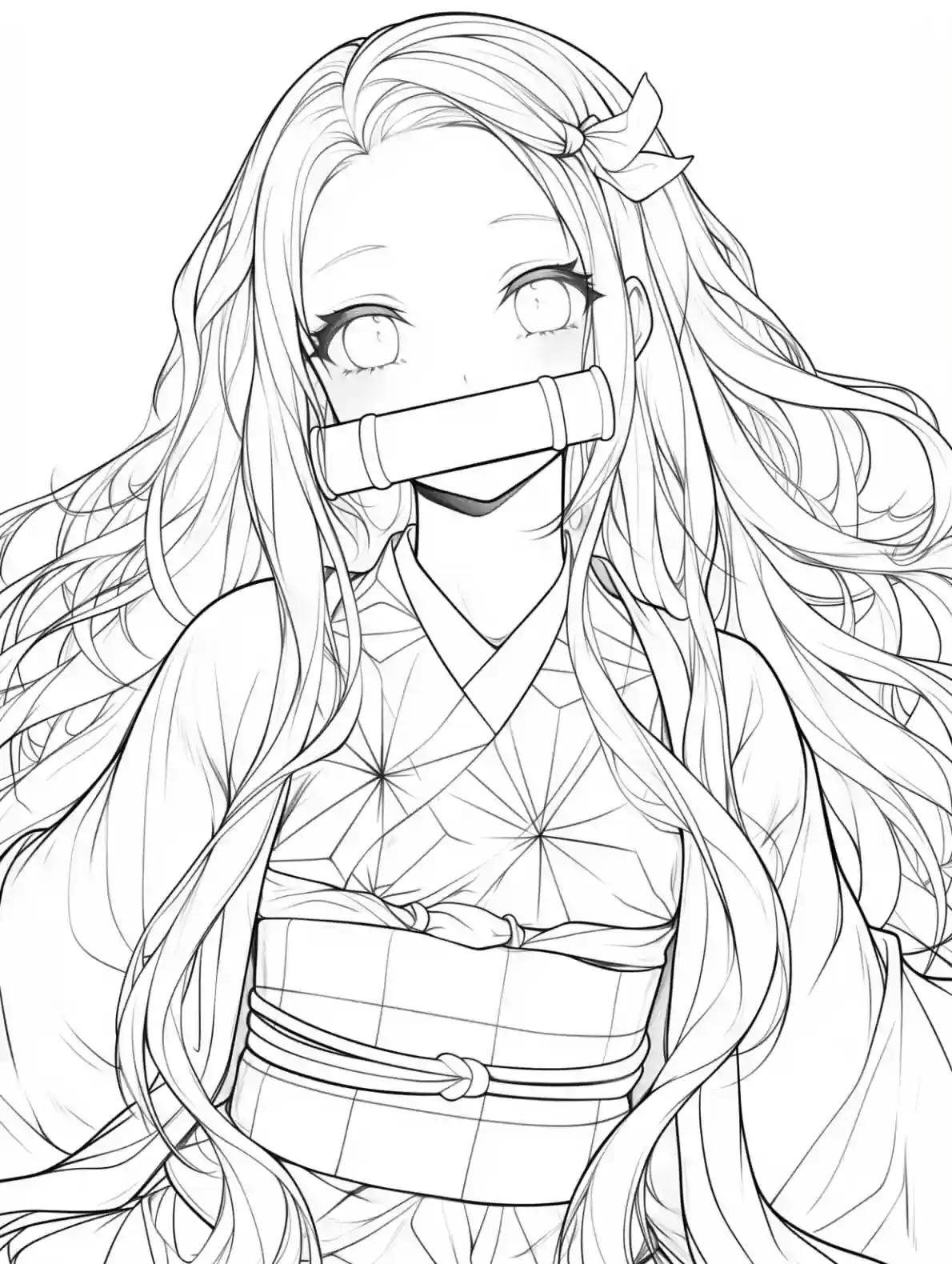Nezuko Smiling Coloring Page