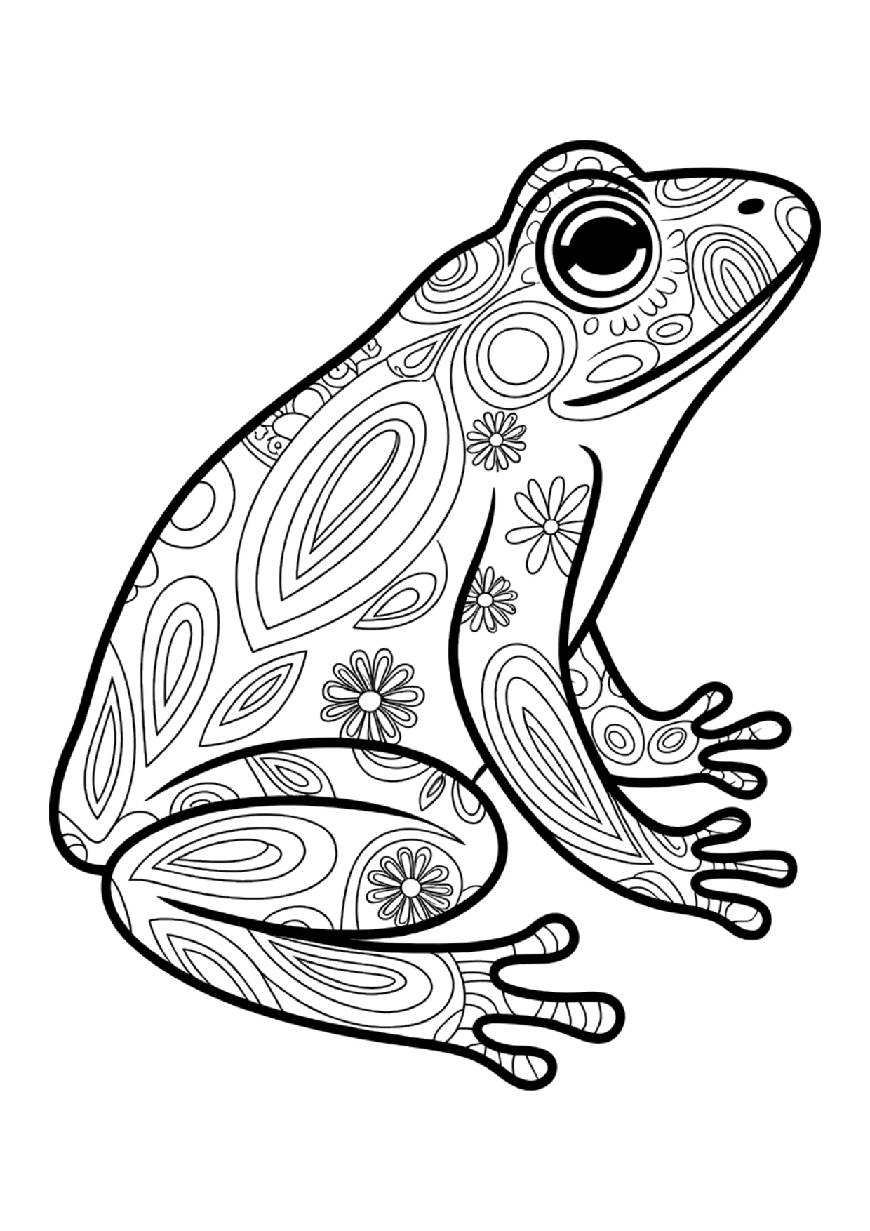 Coloriage paisley détaillé d&rsquo;une grenouille