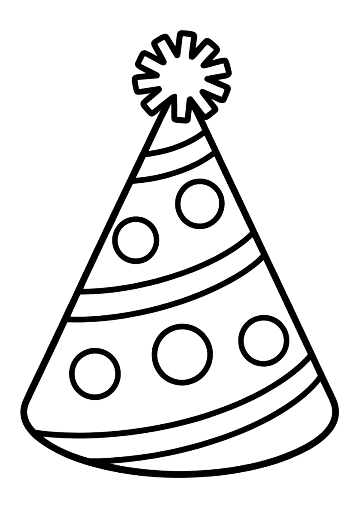 Easy coloring page of a big party hat