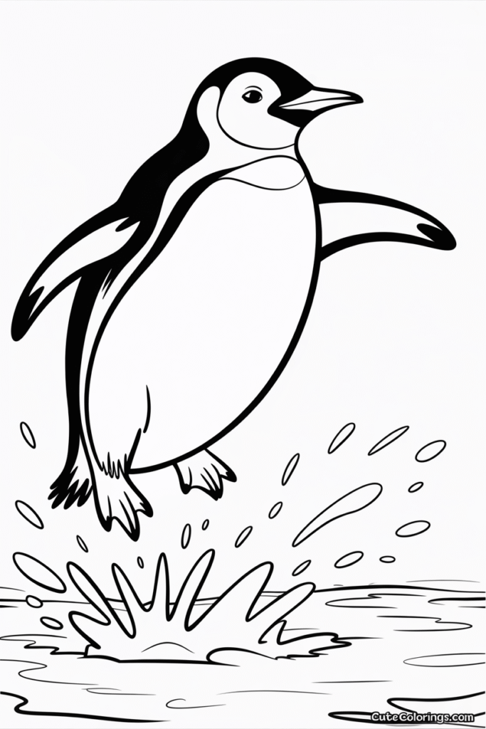 Penguin Jumping from Water with Splash