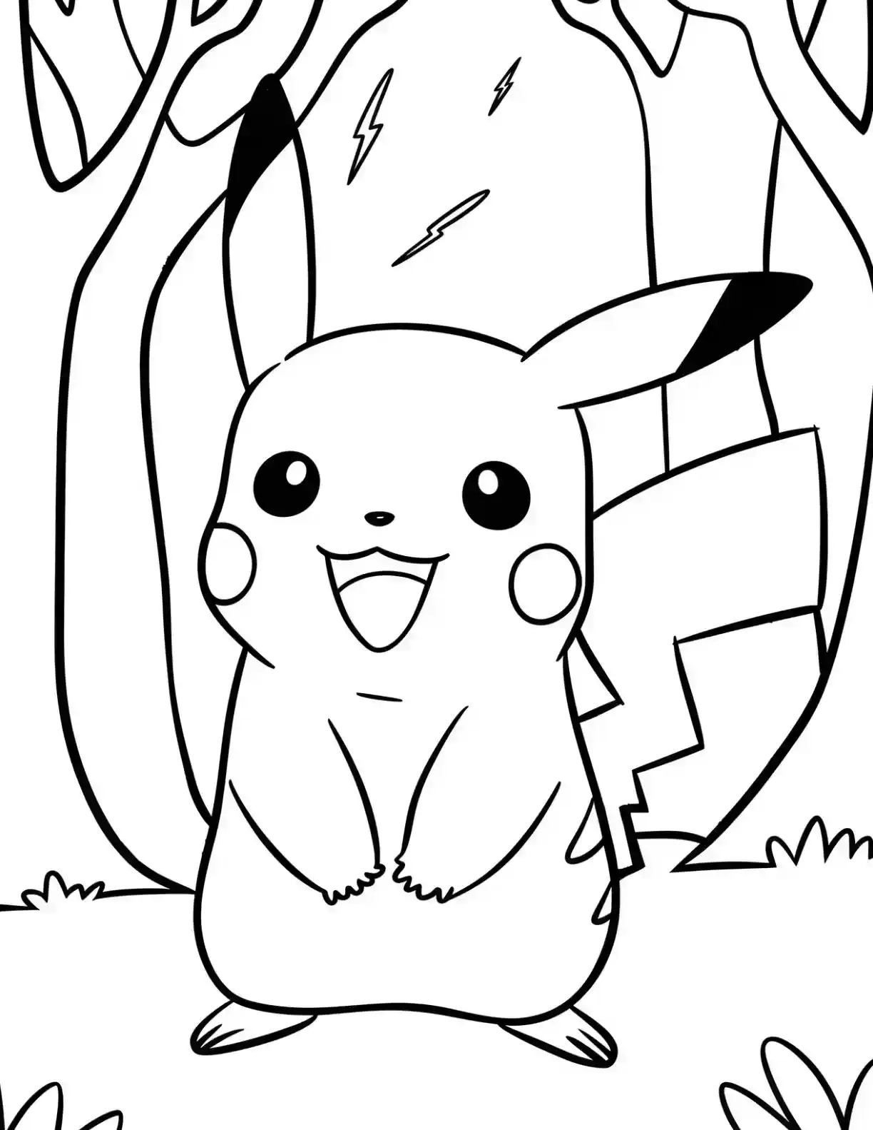 Pikachu Happy Pokemon Coloring Page