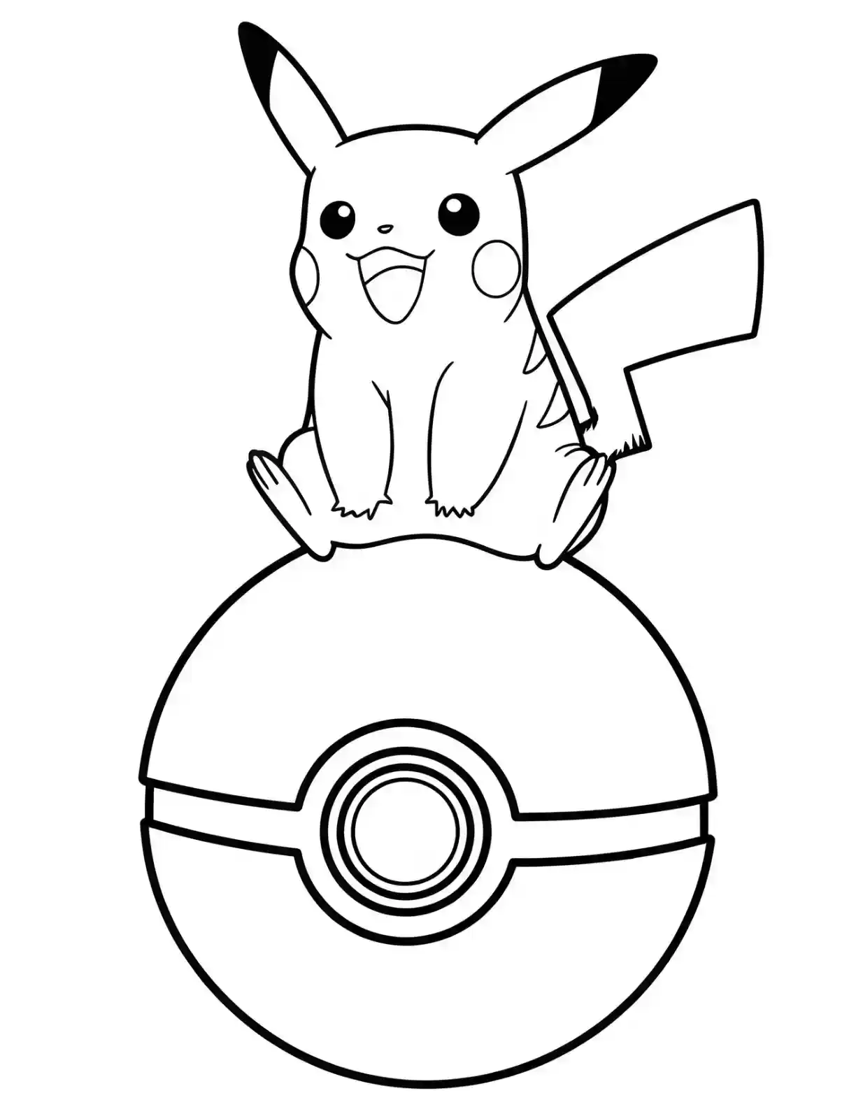 Pikachu Pokeball Pokemon Coloring Page