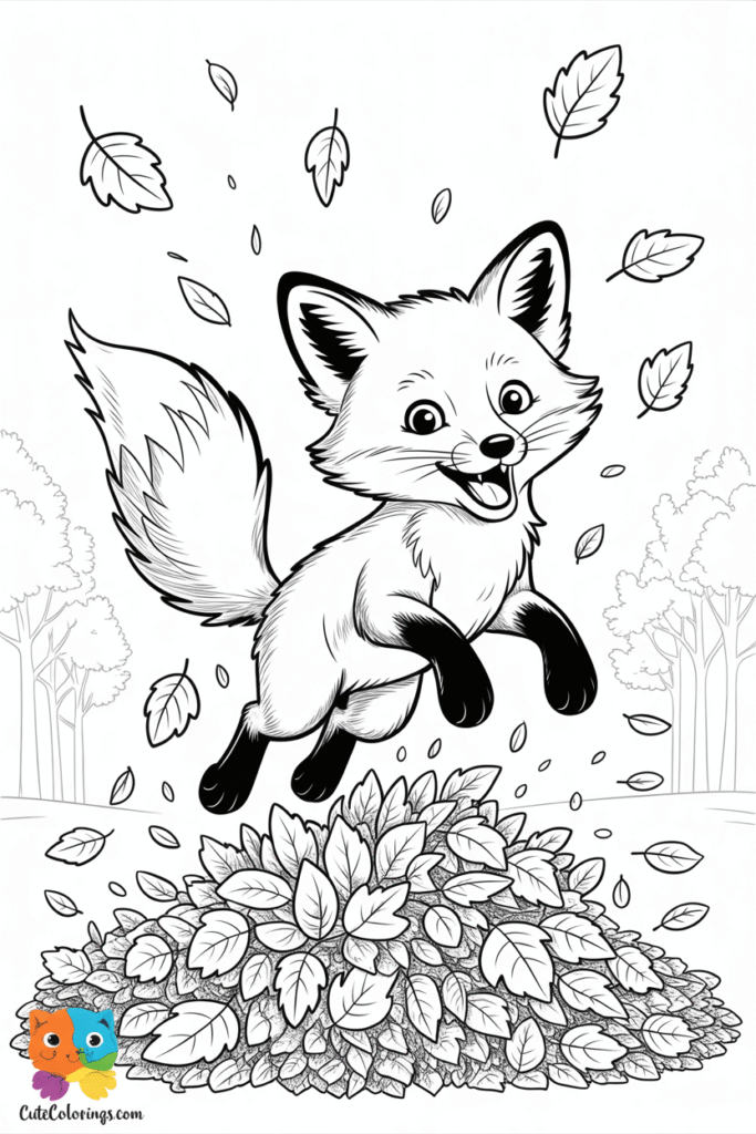 Playful Fox Jumping in Autumn Leaves
