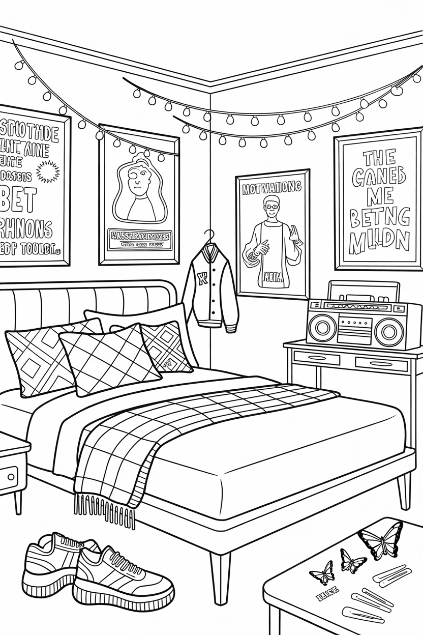 Preppy Bedroom with Motivational Posters
