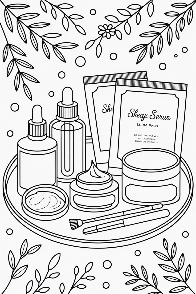 Preppy Skincare Routine Tray Coloring