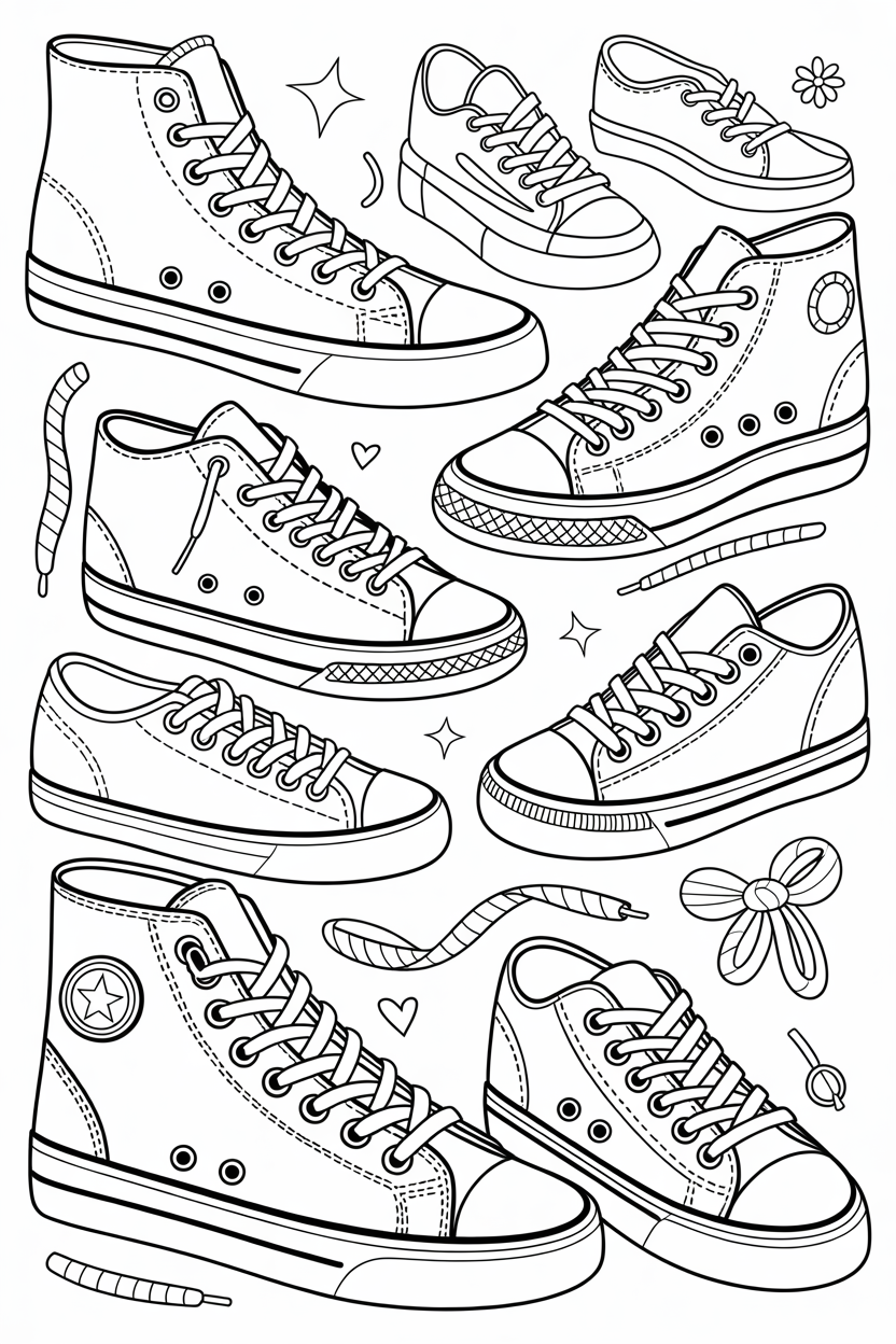 Preppy Sneakers Collection Coloring