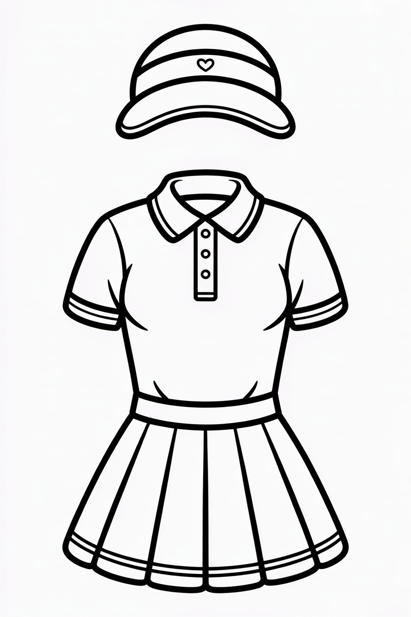 Preppy Tennis Outfit Visor Coloring Page