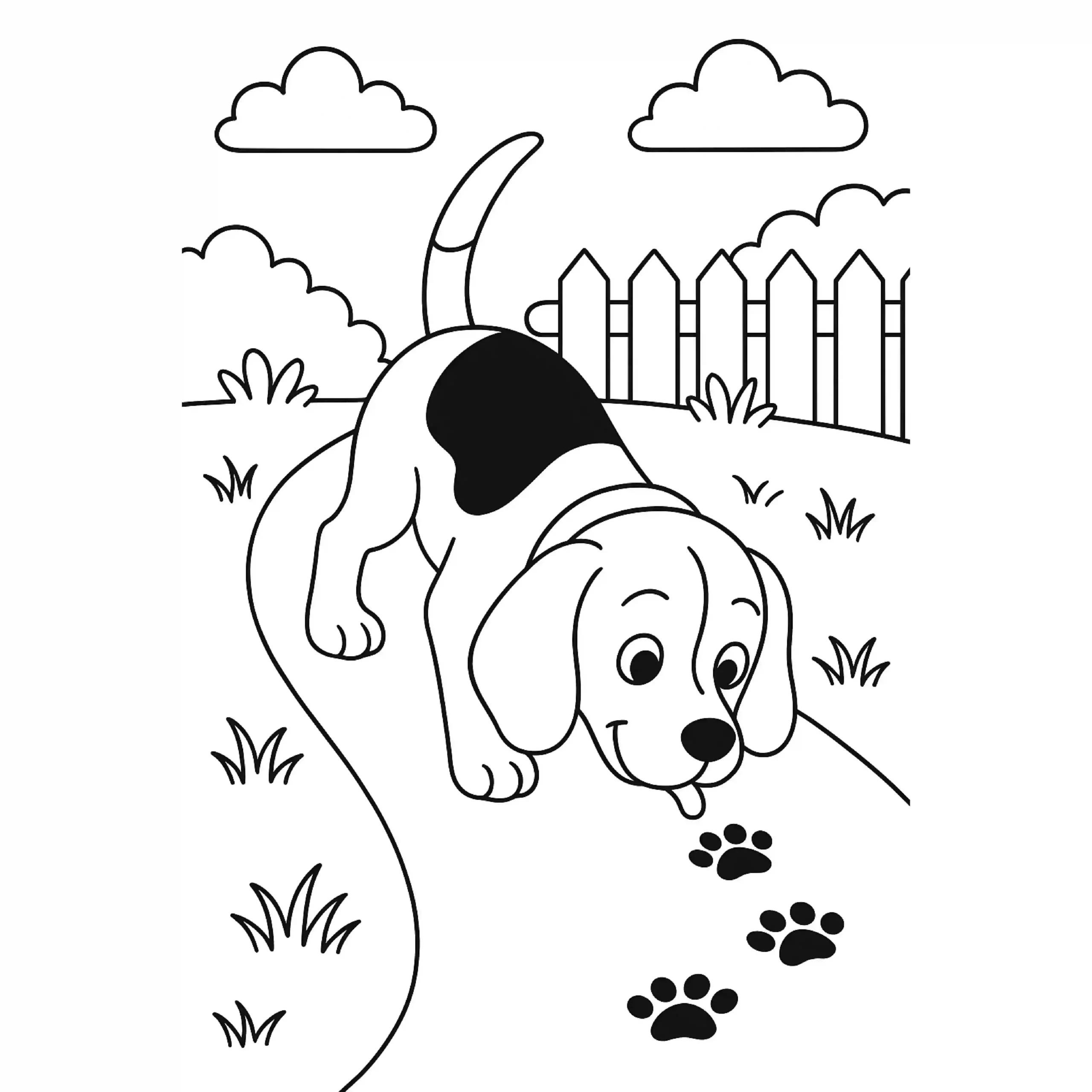 Puppy Following Paw Prints