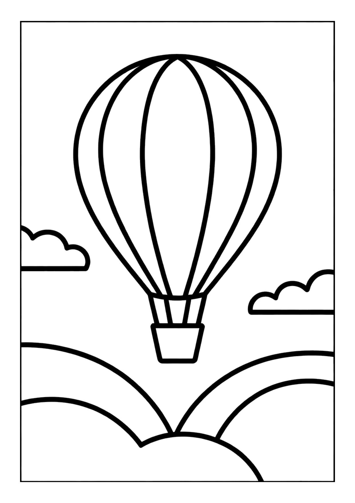 Dibujo de un globo aerostático arcoíris para colorear