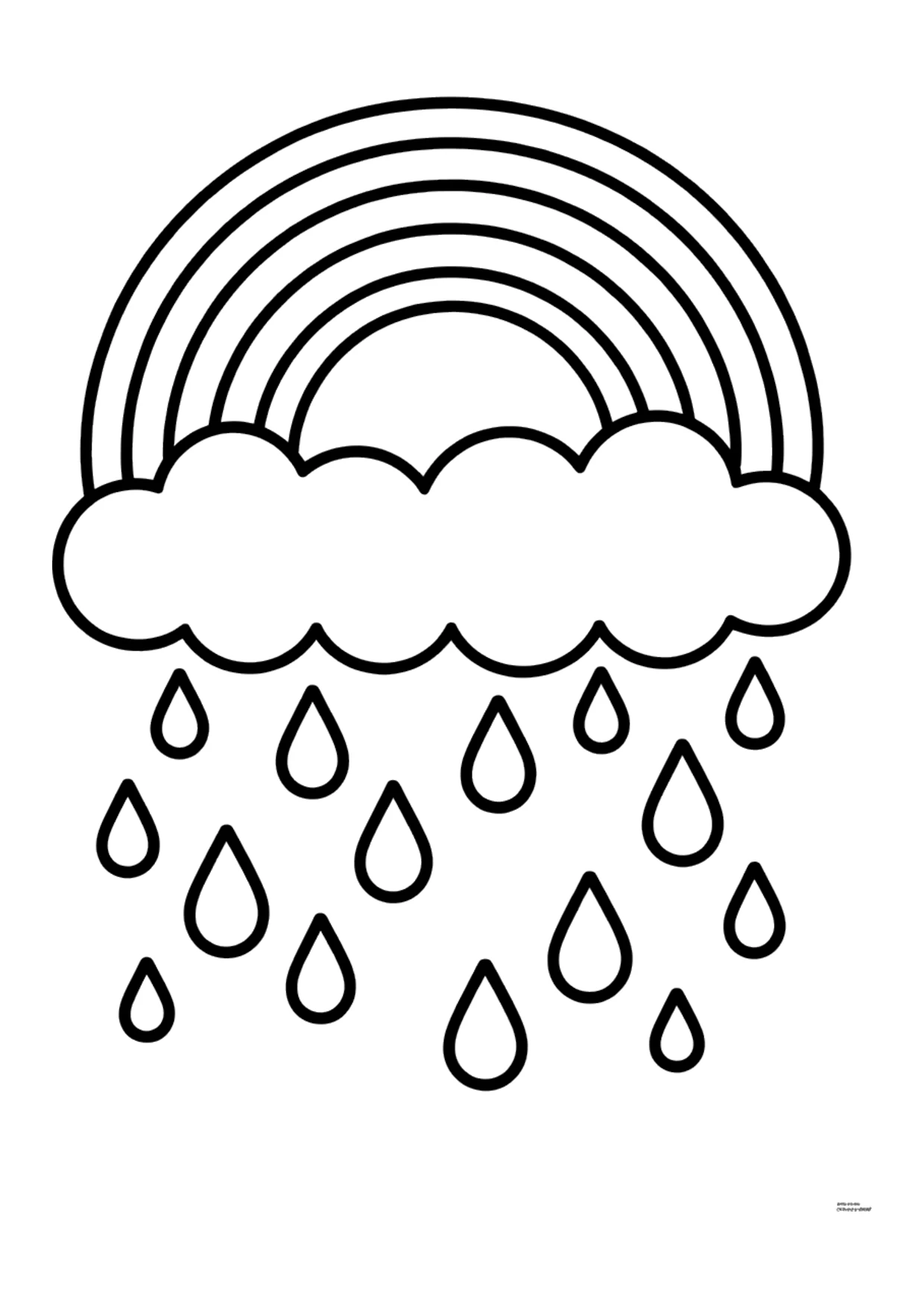 Dibujo fácil de un arcoíris con gotas de lluvia para colorear
