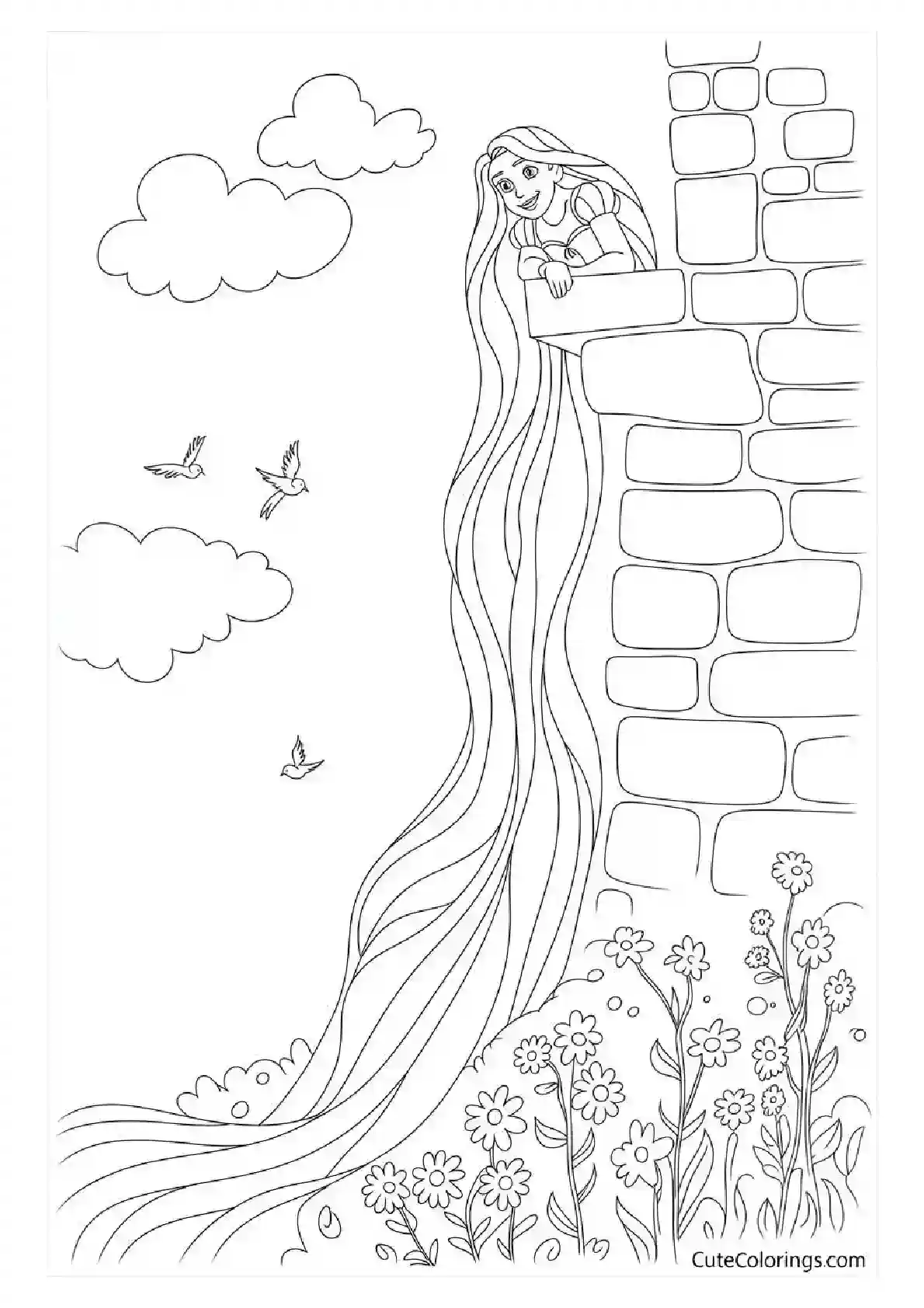 Rapunzel Tower Window Dream Coloring