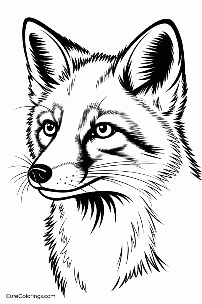 Realistic Fox Portrait Side View Art