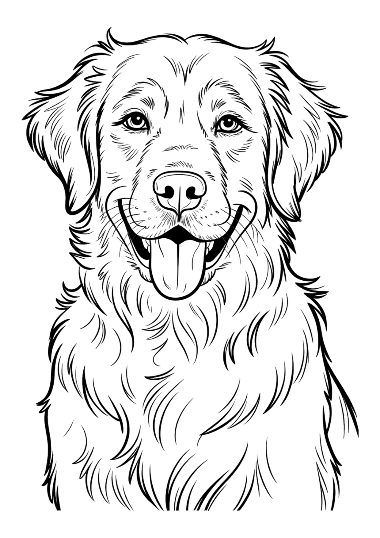 Coloriage détaillé et réaliste d'un golden retriever