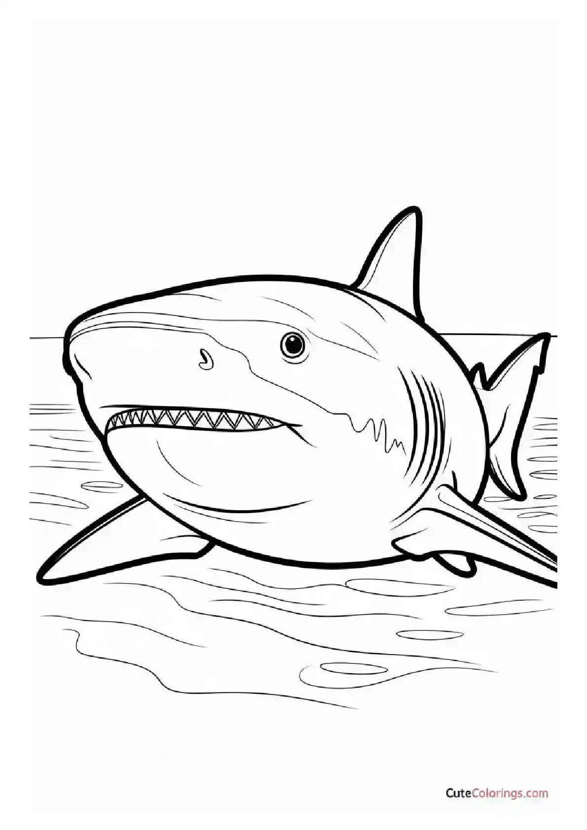 Realistic Great White Shark Coloring