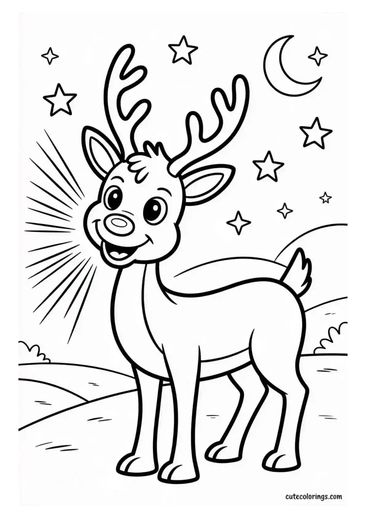 Reindeer with Shining Red Nose