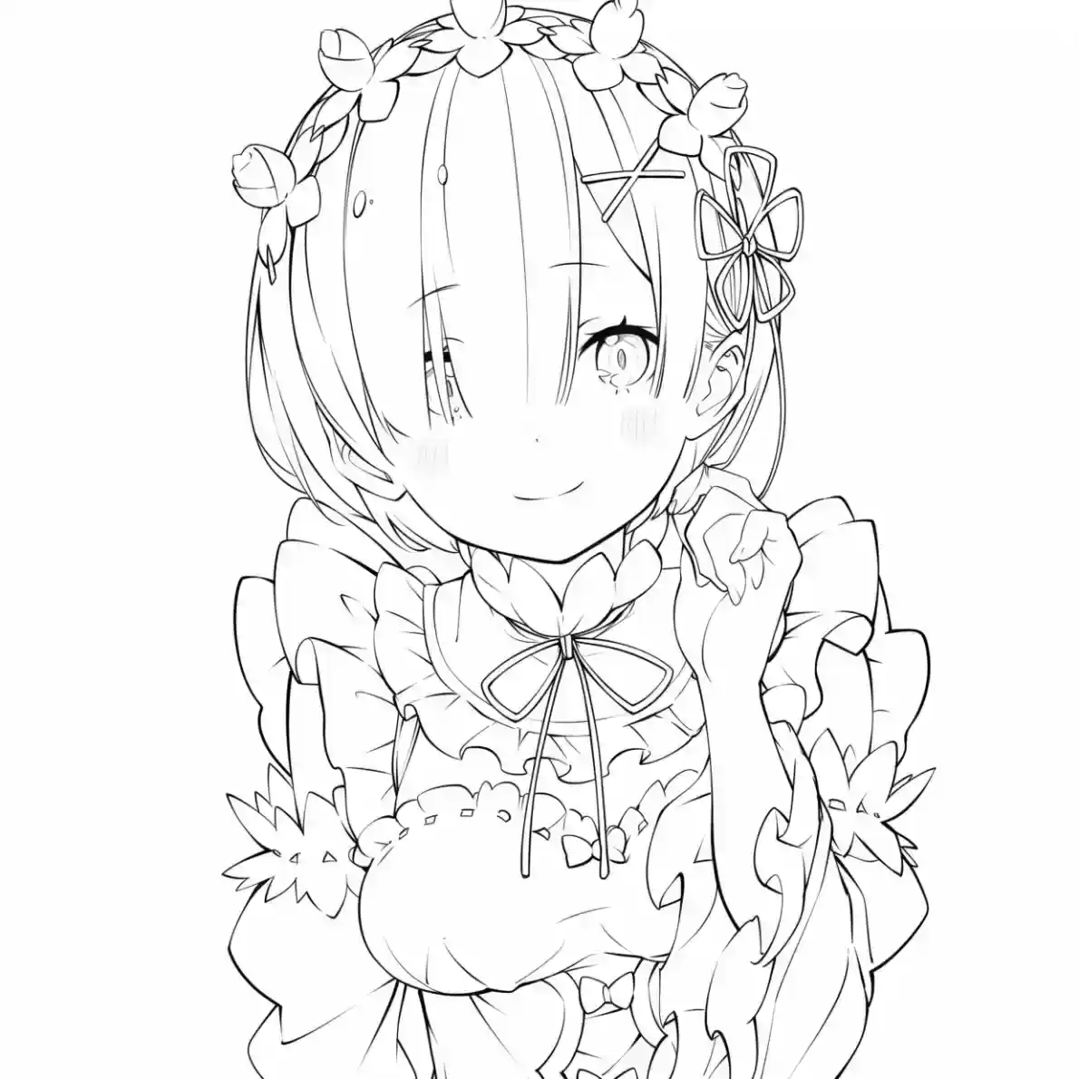 Rem Maid Outfit Coloring Page