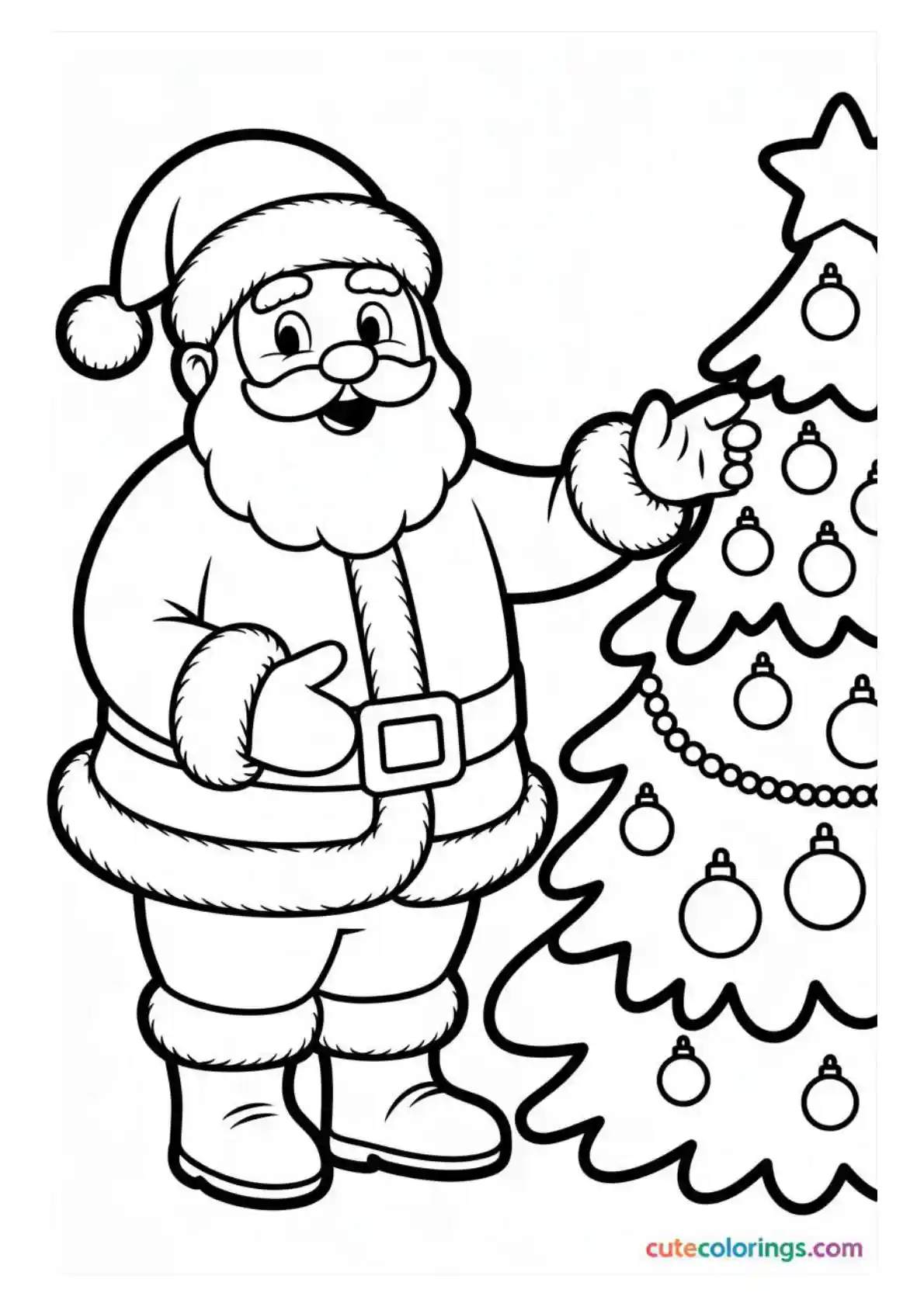 Santa Decorating the Christmas Tree