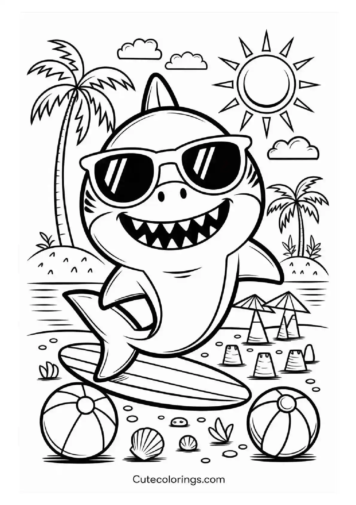 Shark Beach Paradise Scene