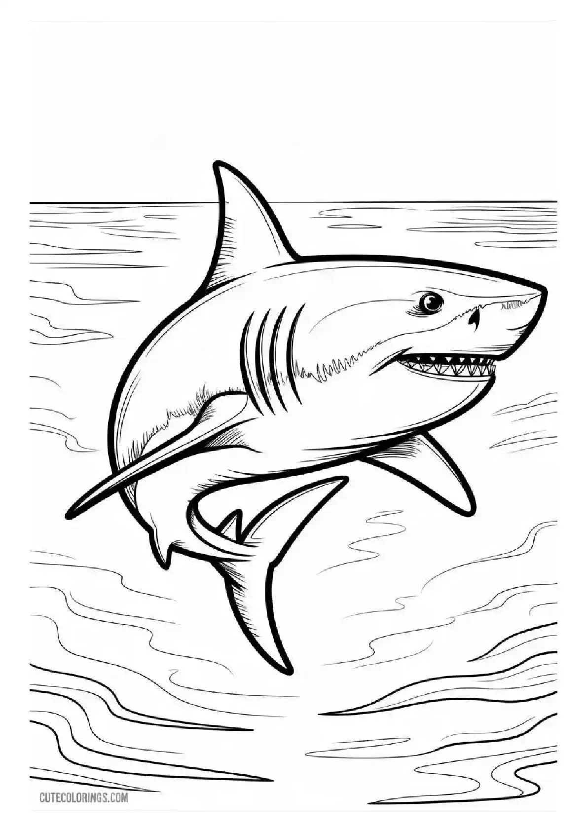 Shark Swimming Ocean Waves