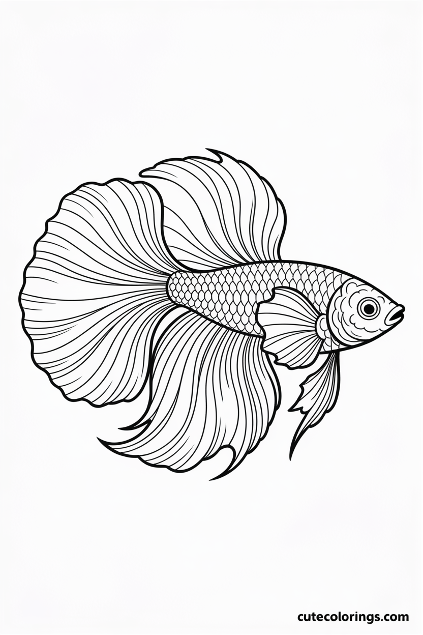 Elegant betta with intricate flowing fin details