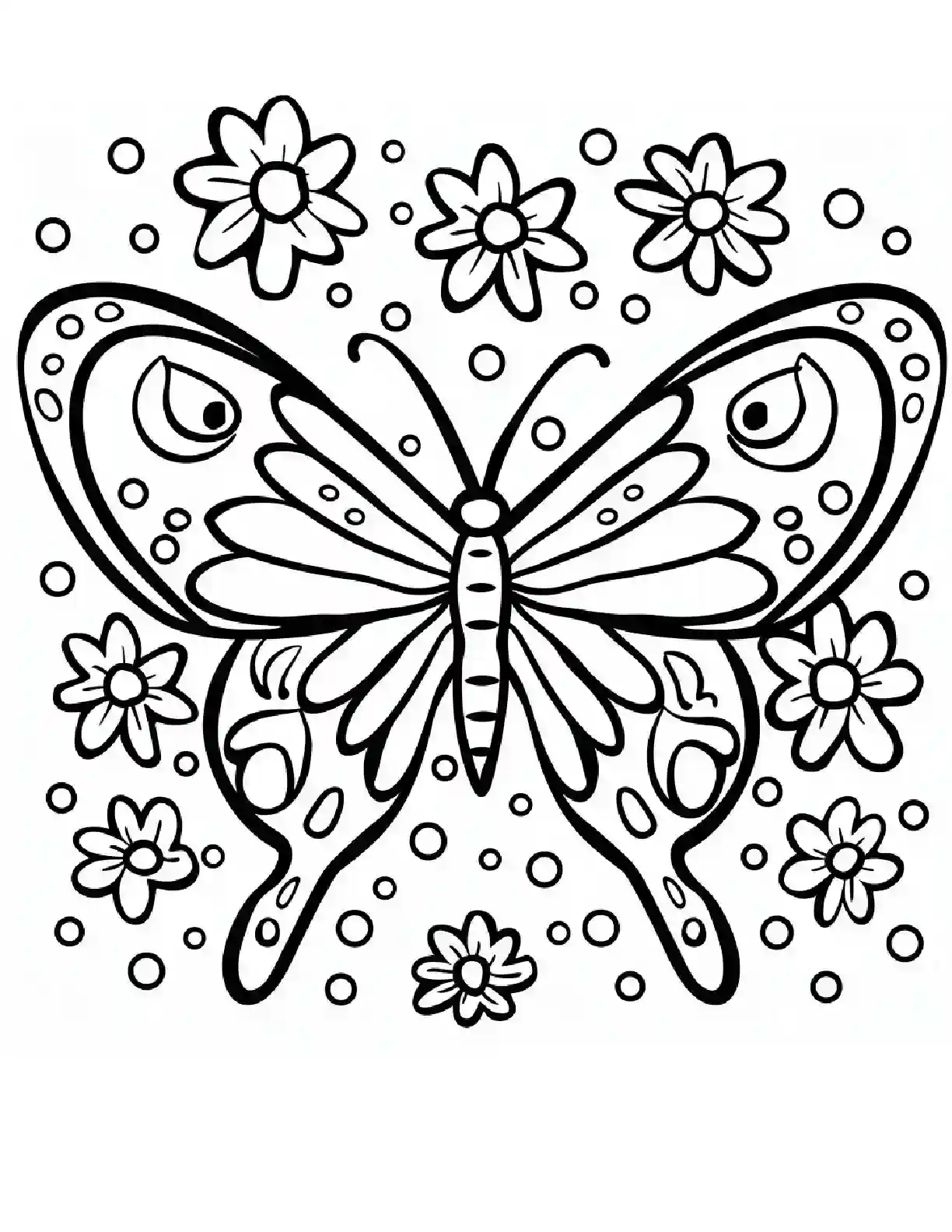 Simple Butterfly with Scattered Blooms