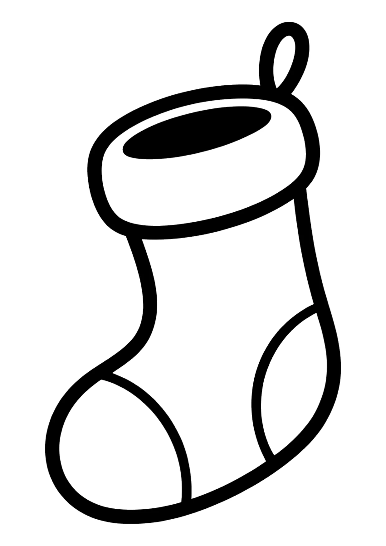 Dibujo fácil de un calcetín de Navidad sencillo para colorear