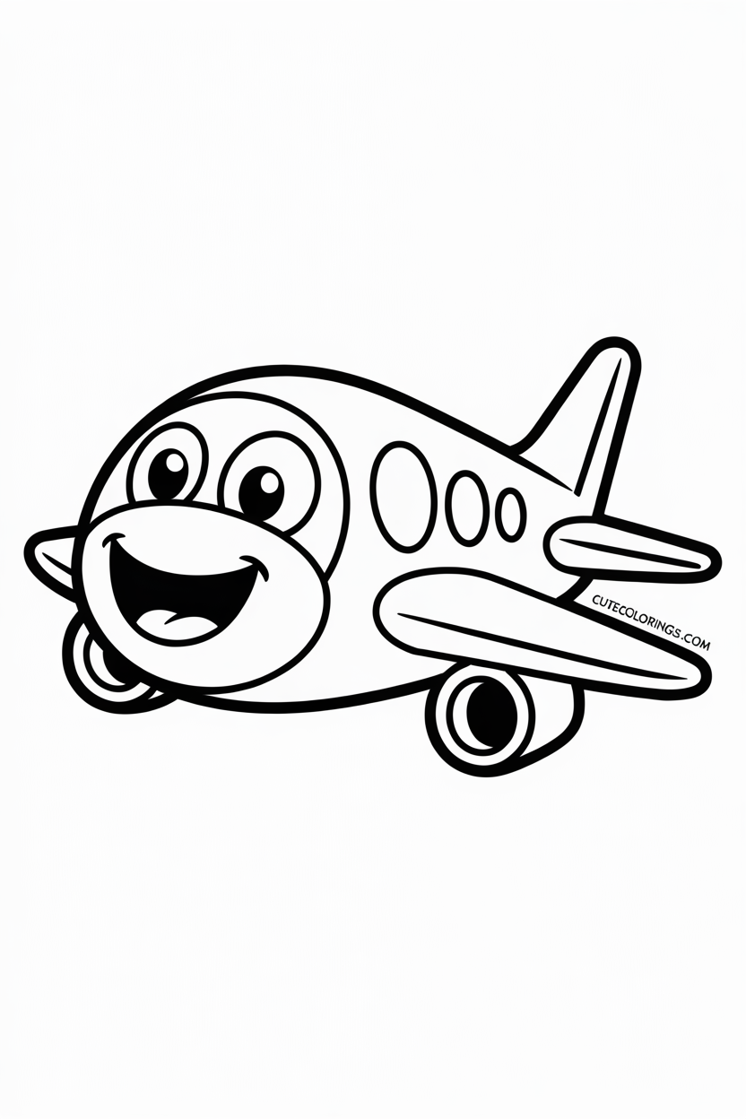Easy cute plane with big smile for toddlers color