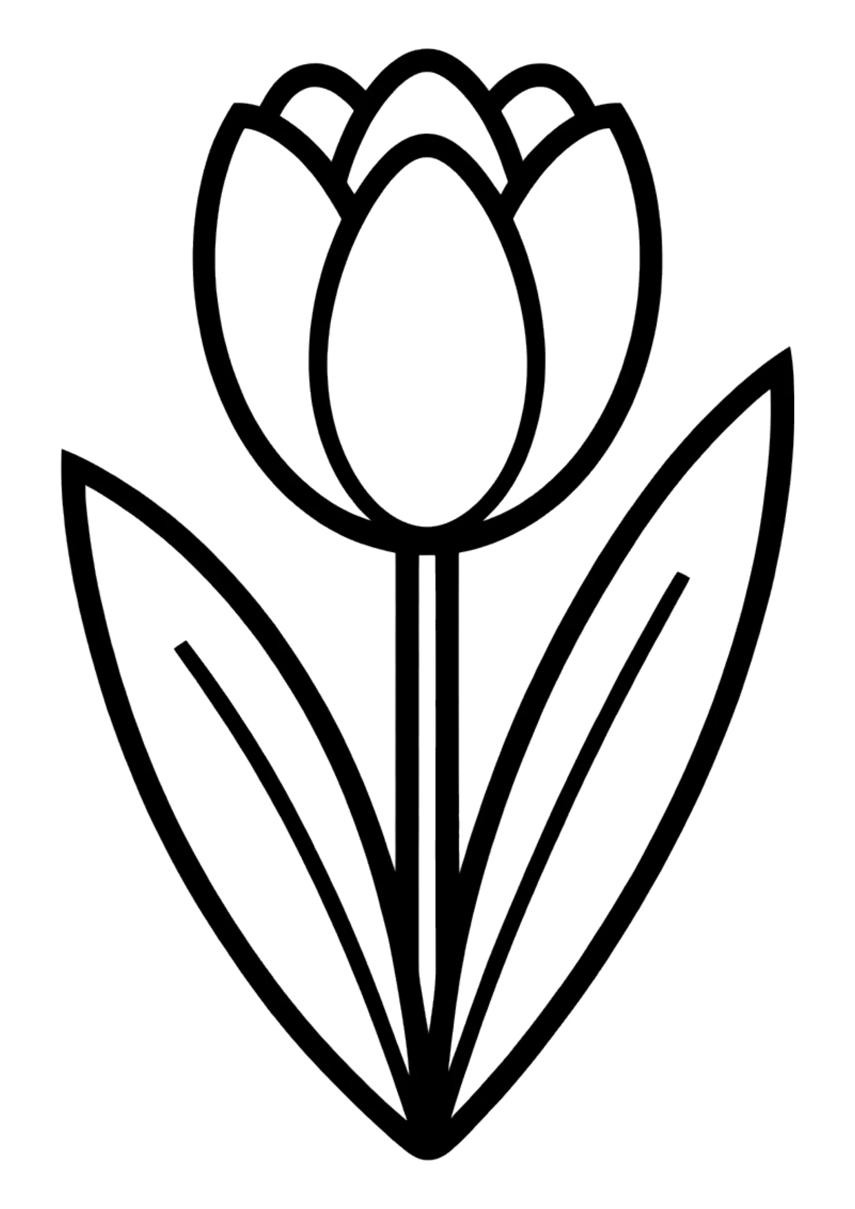 Coloriage facile d&rsquo;une tulipe avec deux feuilles