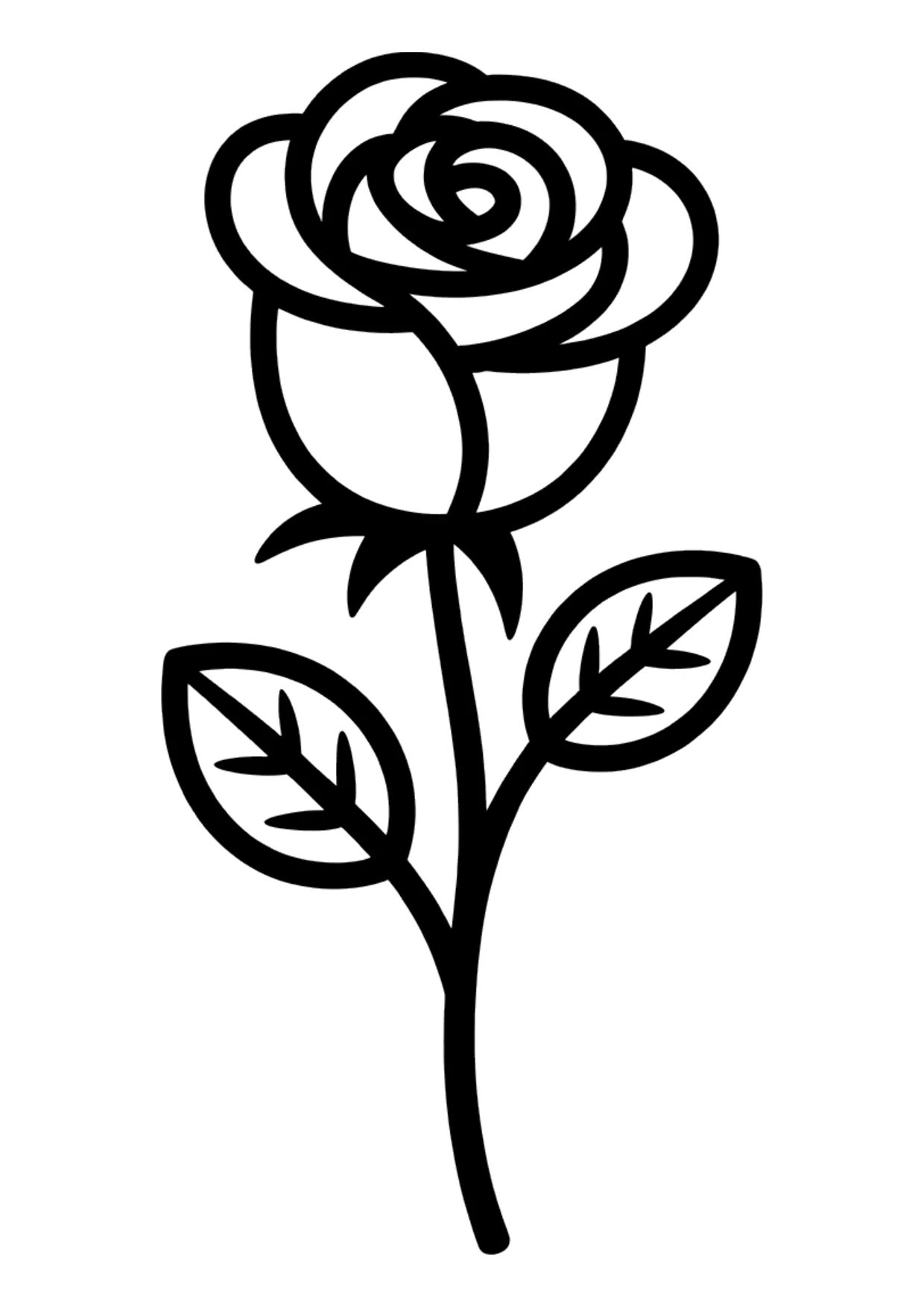 Coloriage facile de la Saint-Valentin avec une rose solitaire