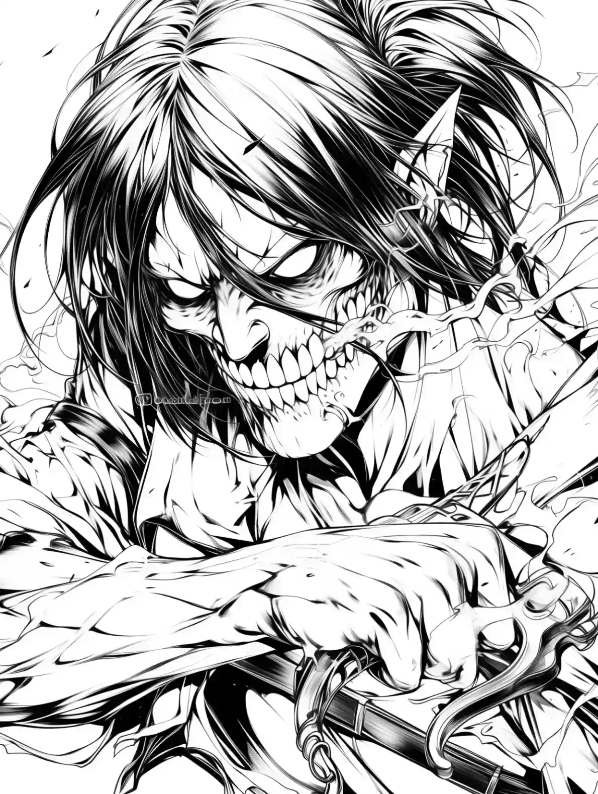 Skull Face Character Coloring Page