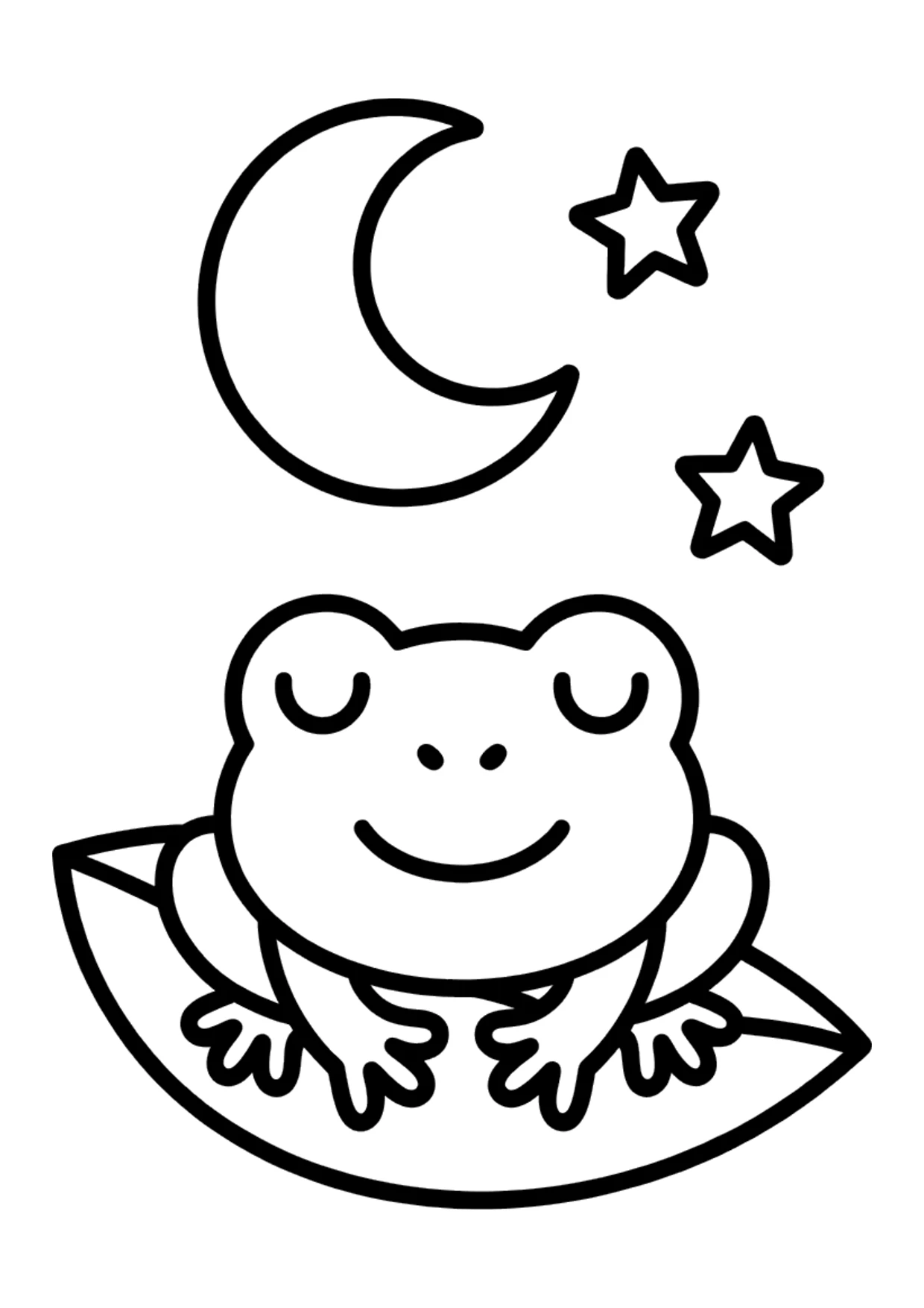 Coloriage facile d&rsquo;une grenouille endormie