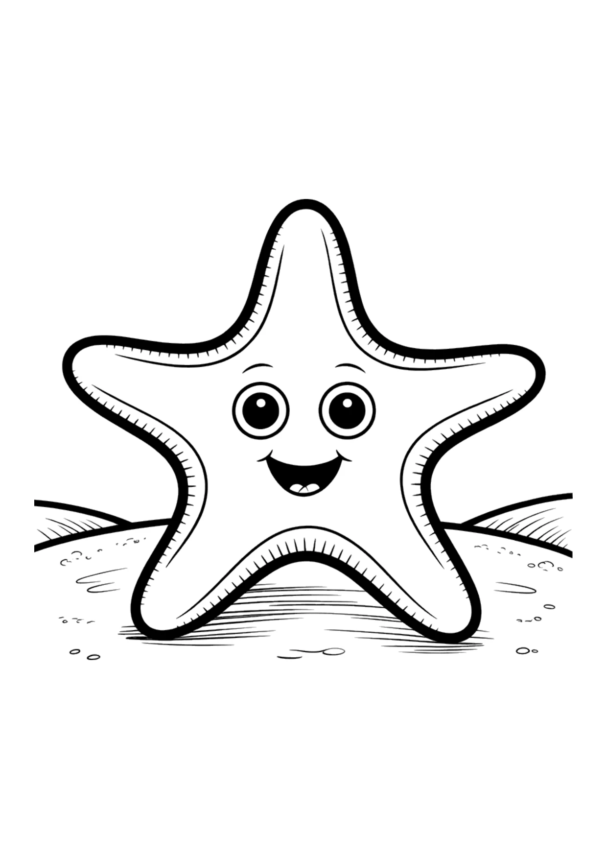 Easy coloring page of a smiling starfish