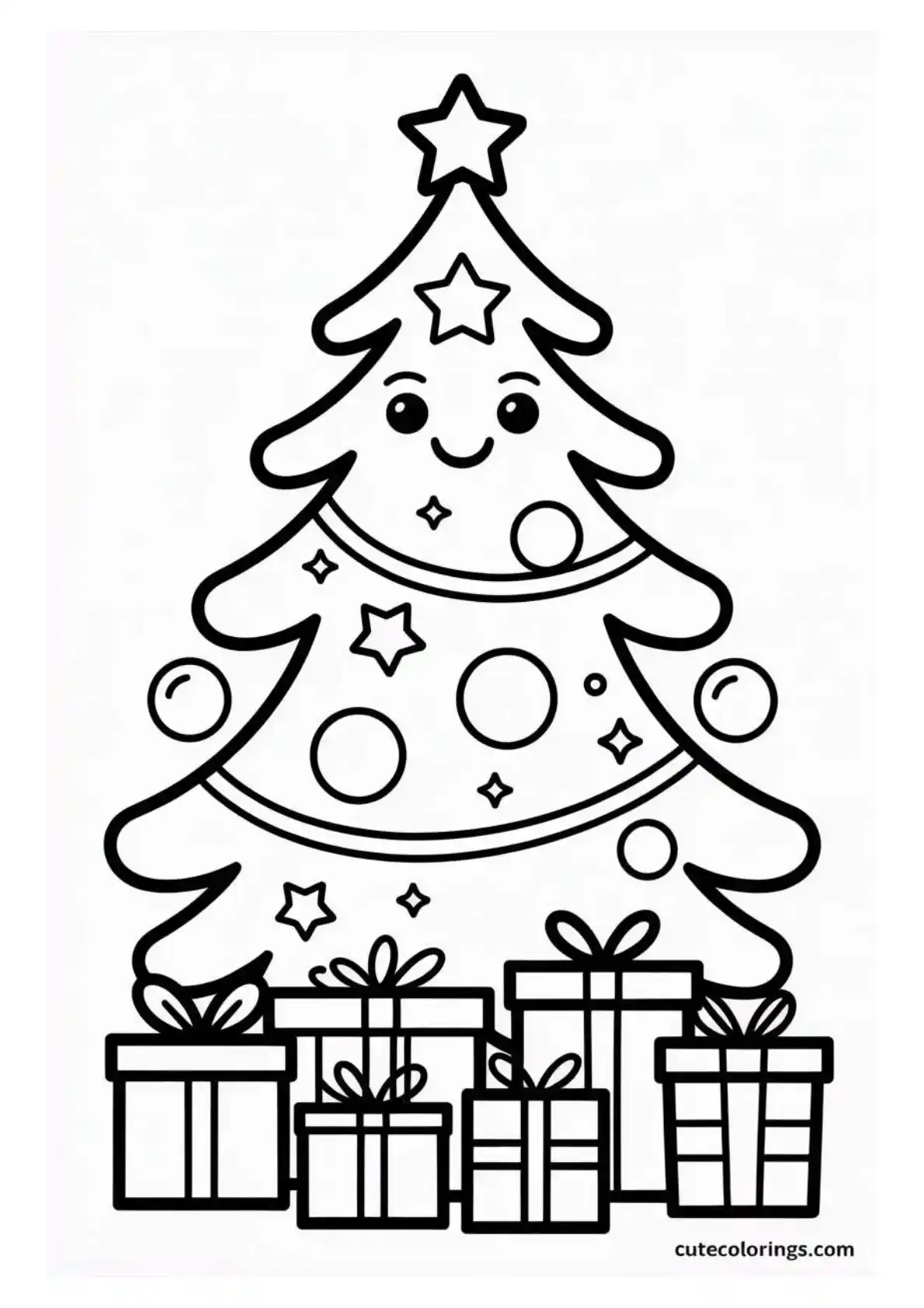 Smiling Tree Character with Many Gifts