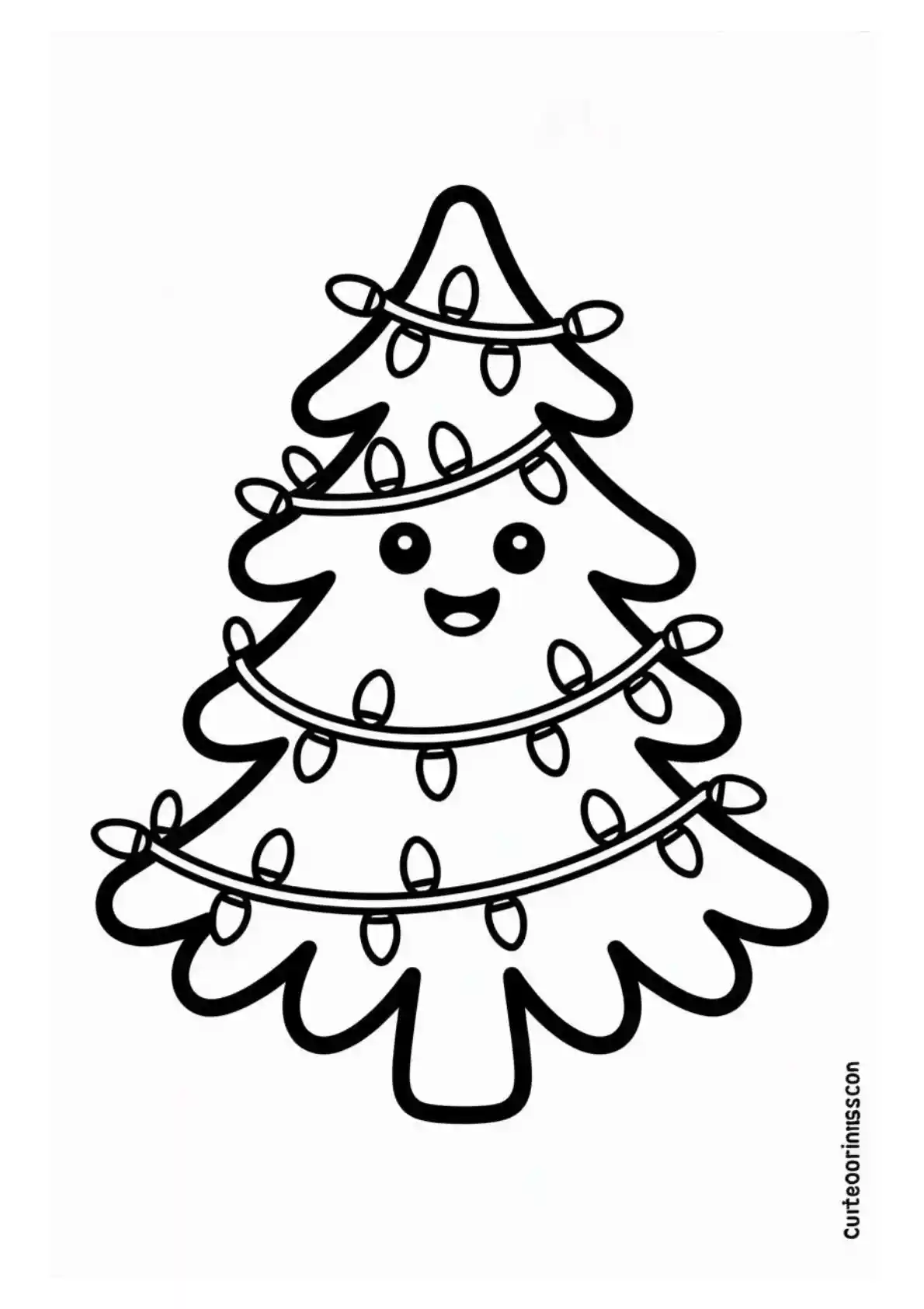 Smiling Tree with Happy Face and Lights