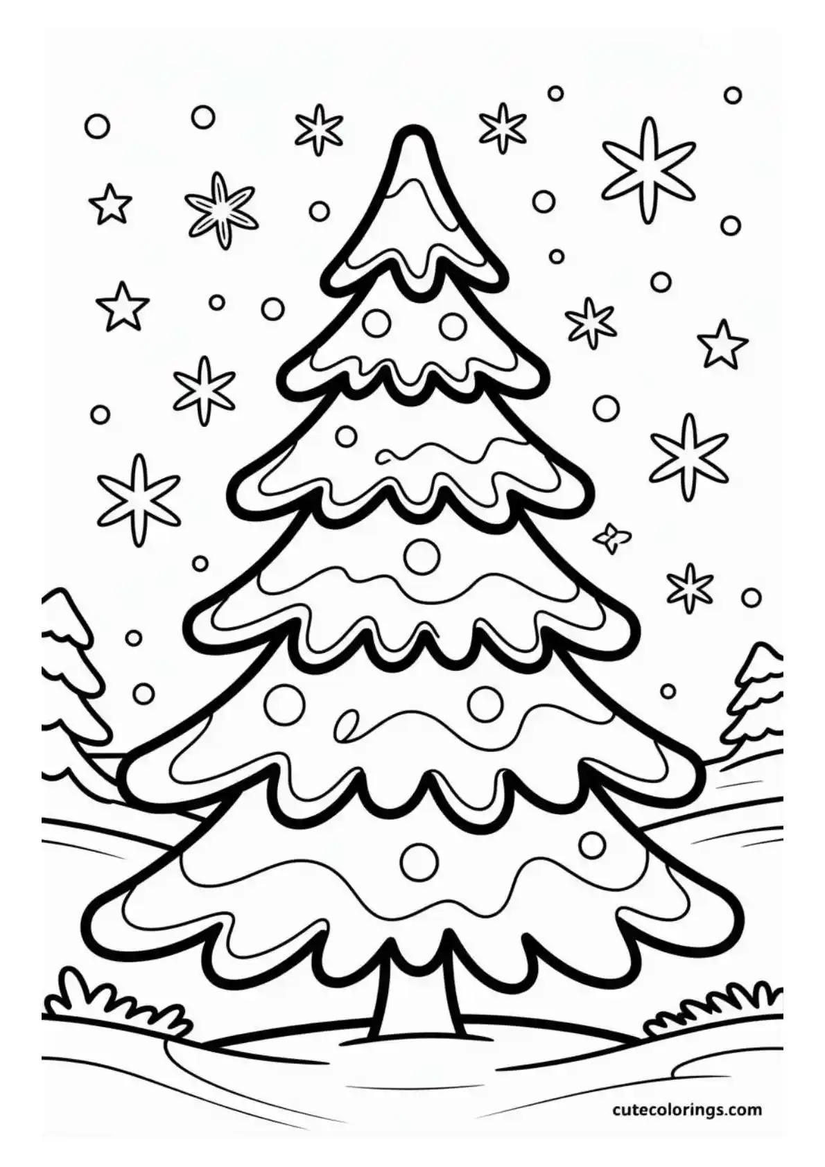 Snow-Covered Tree in Winter Landscape