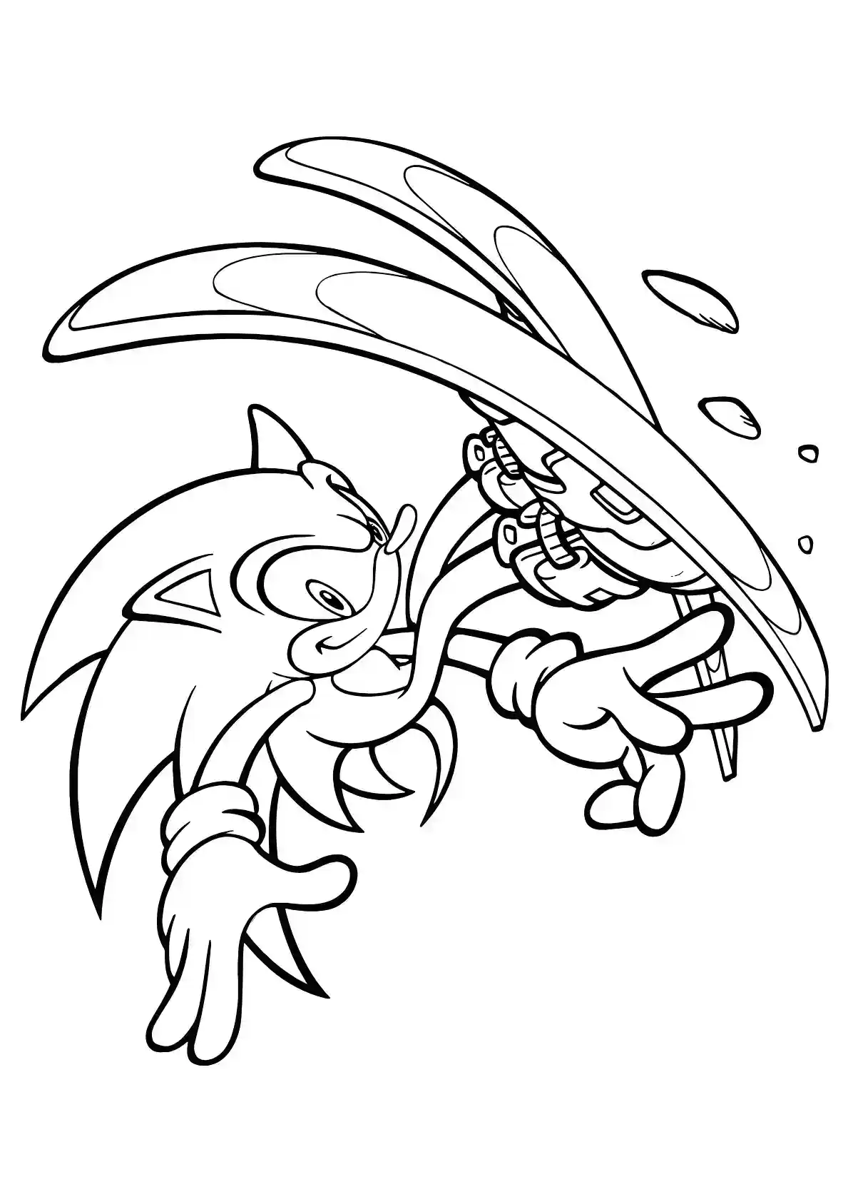 Sonic Tails Swimming Sonic Coloring Page